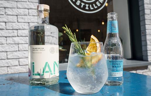 Stornoway Distillers glass of gin & tonic