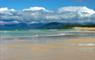 Abhainn Cottage beach and cloudy sky