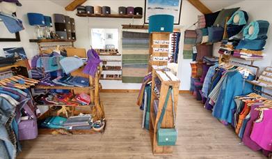 The Weaving Shed: Two Sisters Tweeds & Western Isles Designs shop display